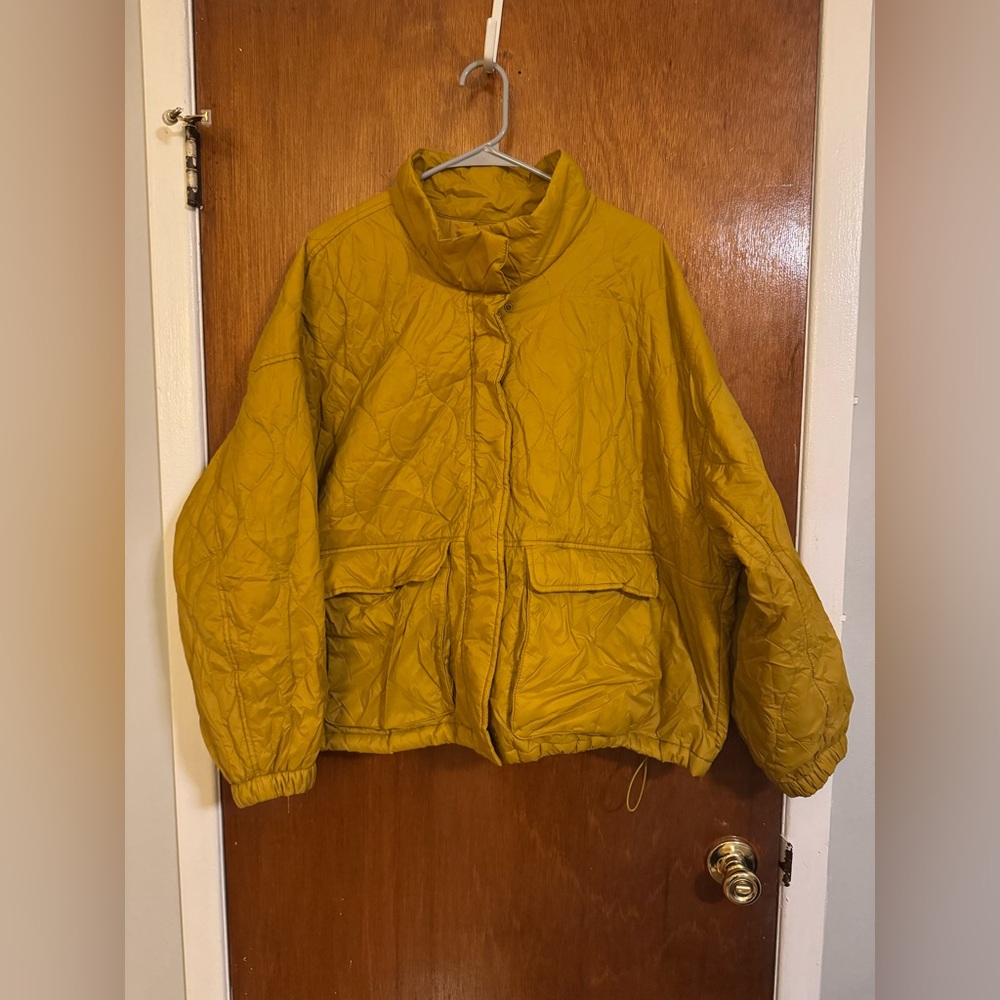 Mustard Yellow Quilted Packable Puffer Jacket